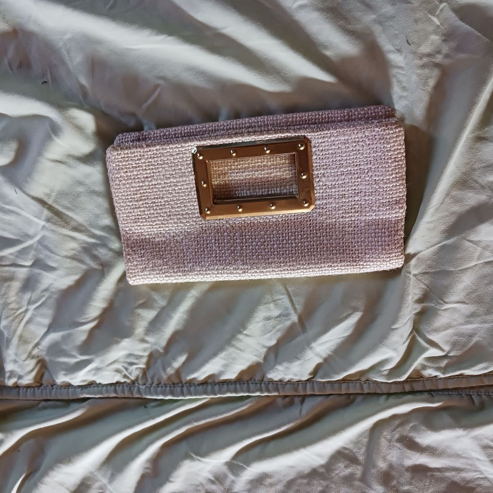 Elegant Cream Clutch with Gold Accents